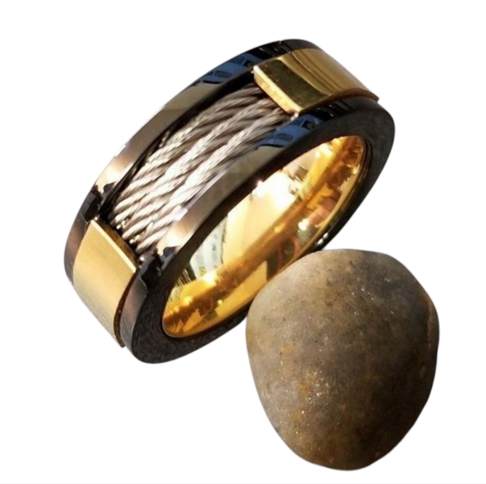 🎆Men's Three Cable Inlay Wedding Ring Promise Ring